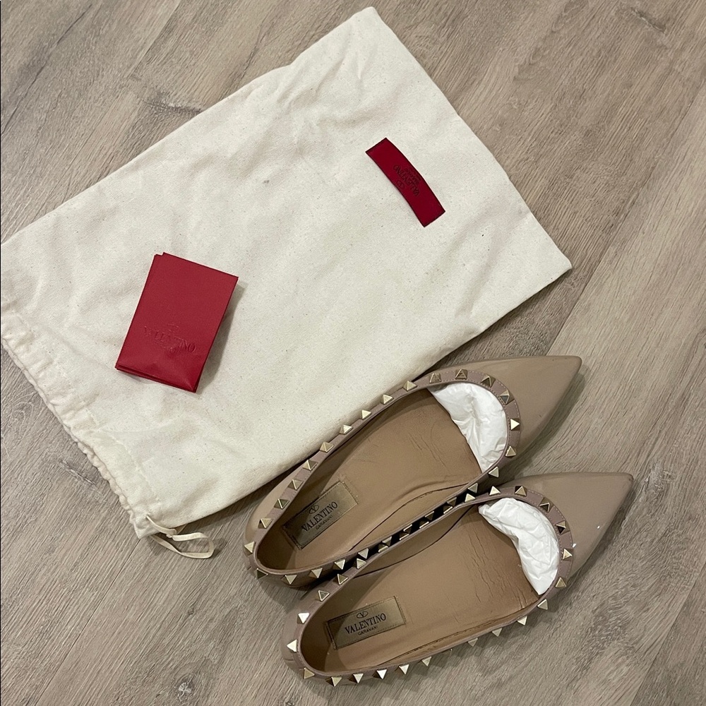 Valentino Beige Studded Flats
